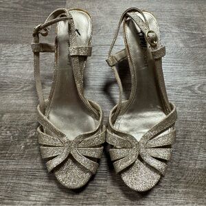 Fiona Night Gold Sparkle Low Heels Size 8